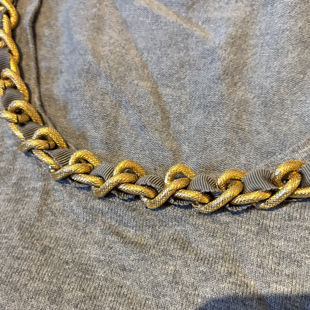 J. McLaughlin Gray Sweatshirt with Gold Chain Detail - Picture 2 of 4